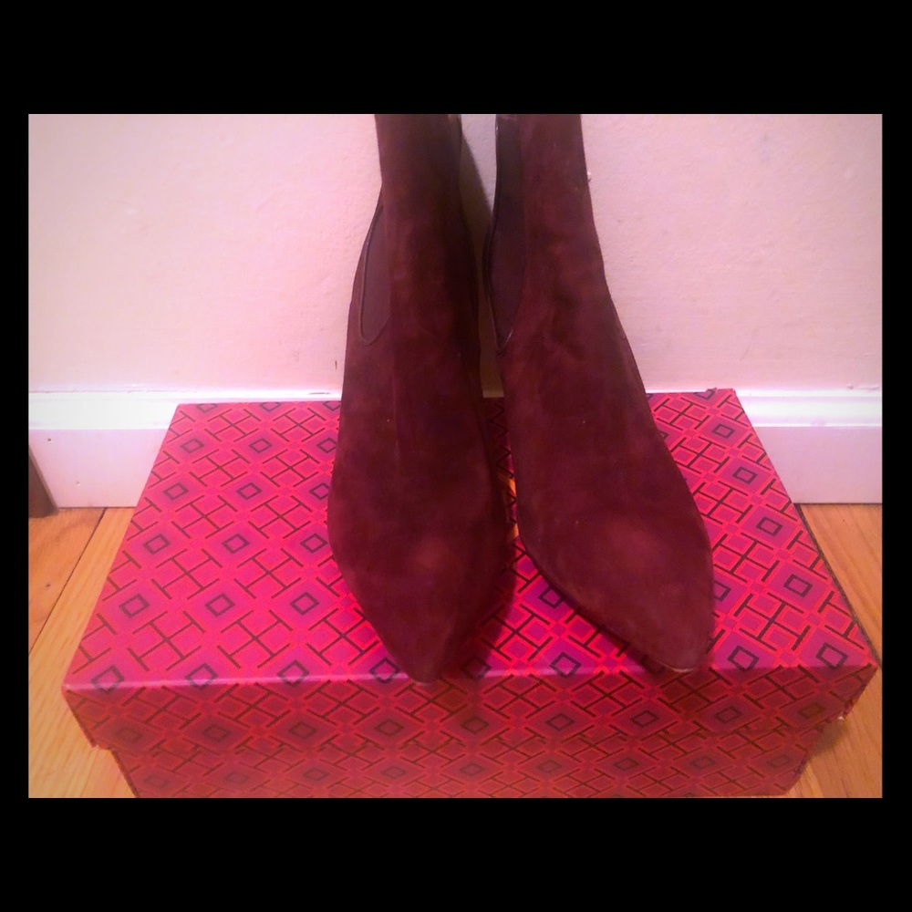 Tory Burch Burgundy Ankle Boots